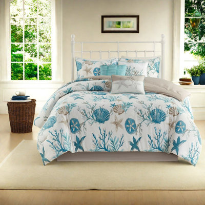 Ensembles de literie en coton luxueux, style bord de mer turquoise pour la maison