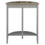 Console grise avec tablette inférieure pour la décoration de couloir et l'organisation de style transitionnel en chêne