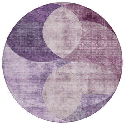 Machine Washable Indoor/Outdoor Cicel ACN1140 Purple Rug