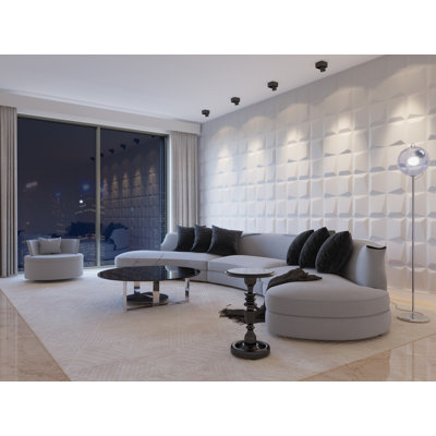 Paintable Off White Abstract Stones Fibre 3D Wall Panel, Interior Design Wall Panelling Decor Commercial And Residential Application, 2.6 Ft X 2.1 Ft, 5.5 Sq.Ft. Each, 5-Pack