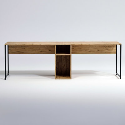 Bureau d'étude moderne avec option de fixation murale, pin atlantique et noir, 94,5 po x 29,1 po x 23,6 po | 100% panneau de particules enduit de mélamine, 0,71 pouces d'épaisseur, pieds en métal thermolaqués et thermostatiques, plusieurs tablettes pour l'organisation