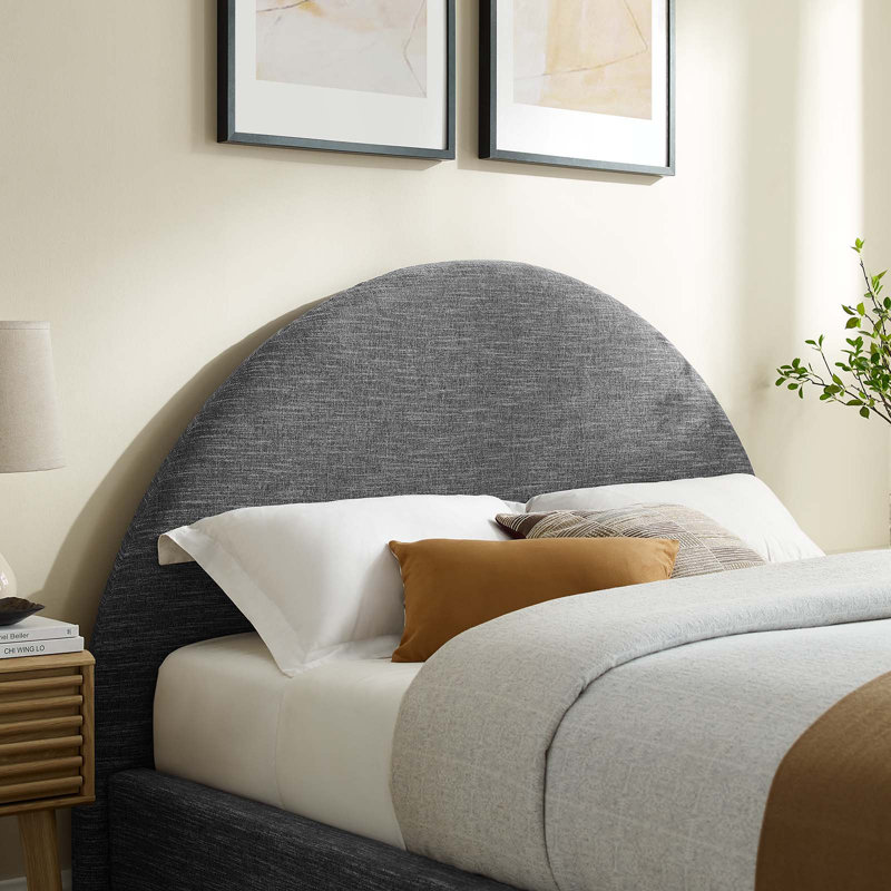 Resort Performance Velvet Arched Round Platform Bed, Heathered Weave Slate, Full