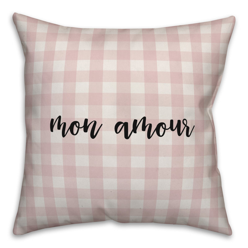  Coussin Mon Amour, Rose / Noir, Coussin décoratif