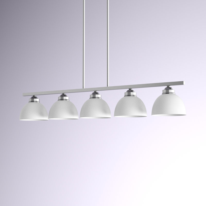 Luminaire suspendu linéaire à 5 lumières pour îlot de cuisine Annete, Nickel brossé
