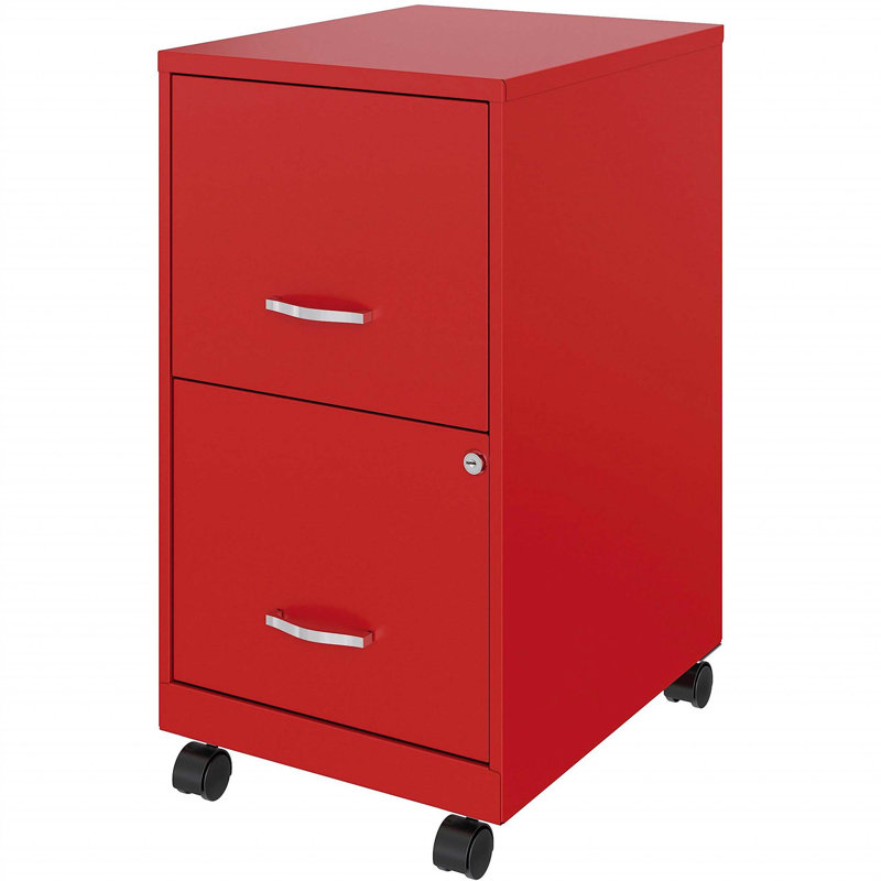 Krahn 14.25'' Wide 2 -Drawer Mobile Steel File Cabinet, Lava Red