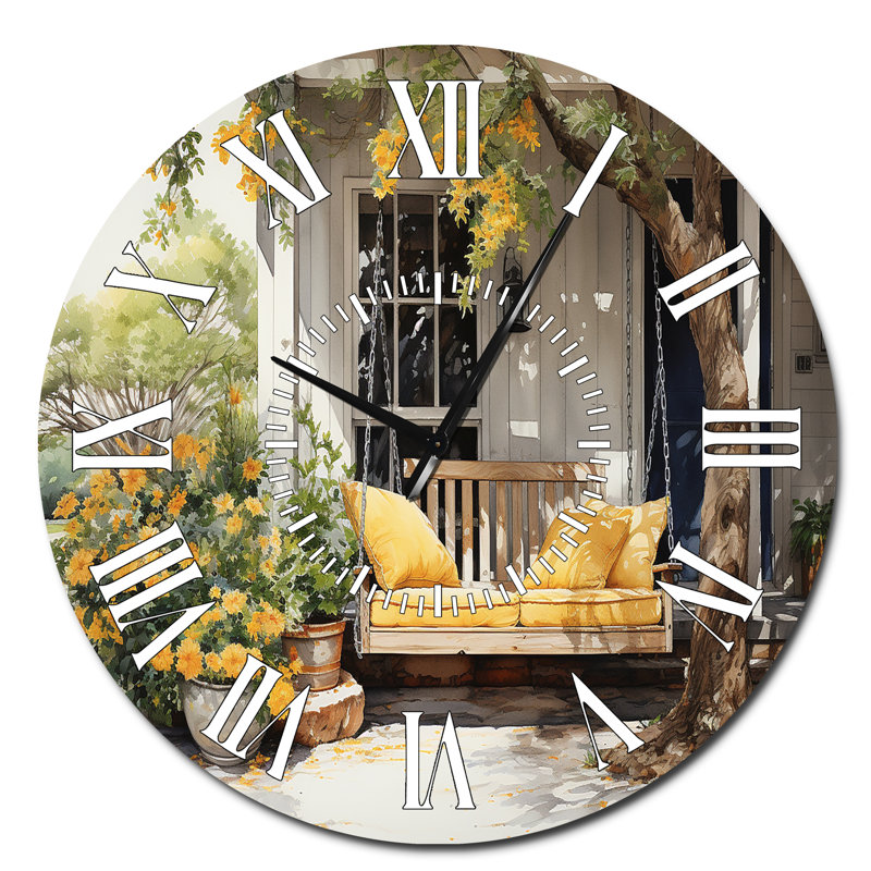 Horloge murale Farmhouse Yellow Country Comfort III, Surdimensionné