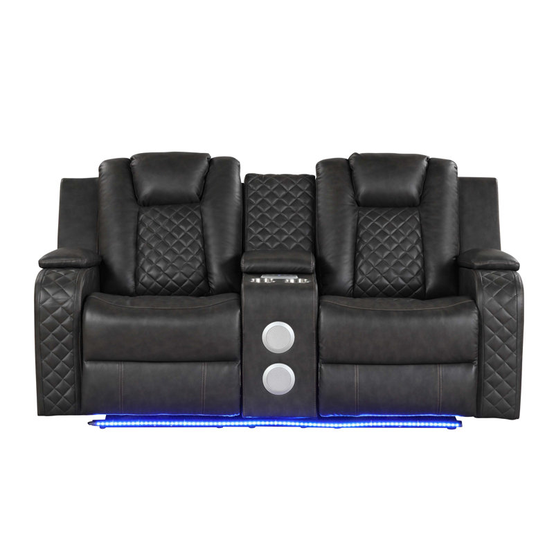 Causeuse inclinable électrique en similicuir Benz, Gris
