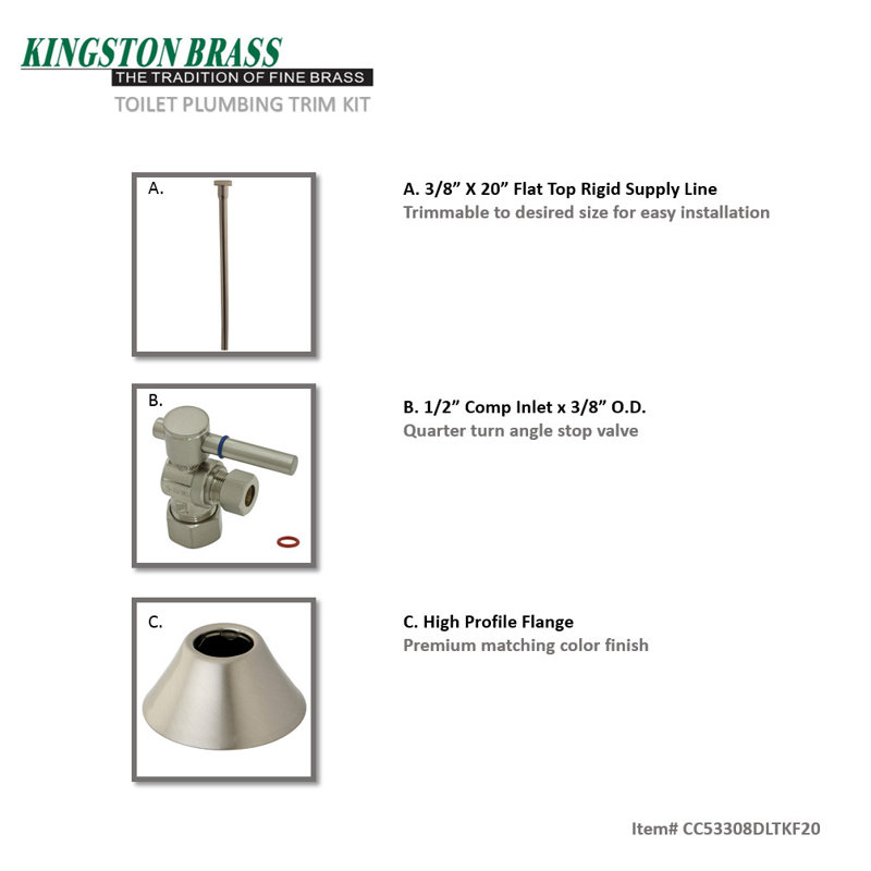 Ensemble de garniture de toilette Kingston, Nickel brossé