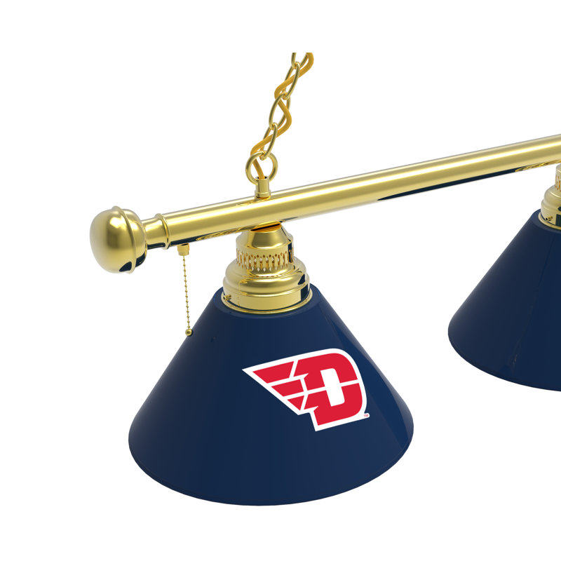 3 - Light Pool Table Lights Pendant, Brass, Dayton Flyers