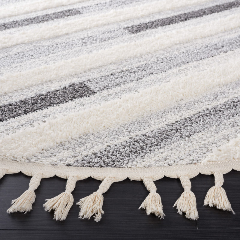 Tapis à poils longs Moroca, Rond 6 pi 7 po