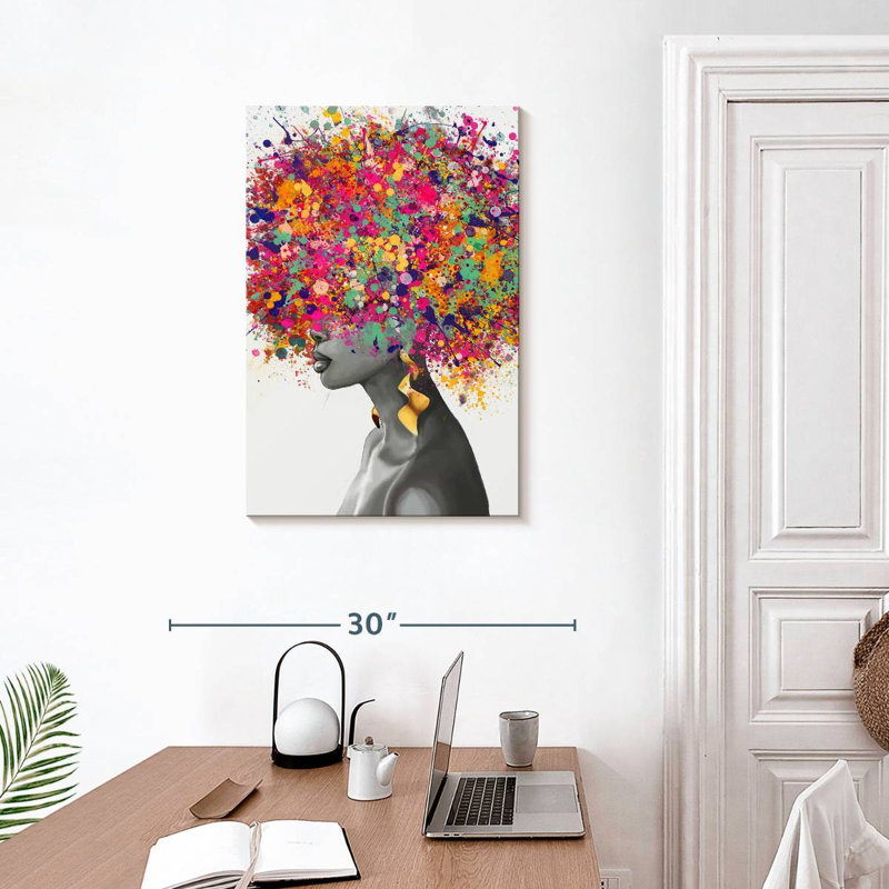 Impression sur toile Afro Hair Pop, H 30 po x l 20 po x P 1,25 po