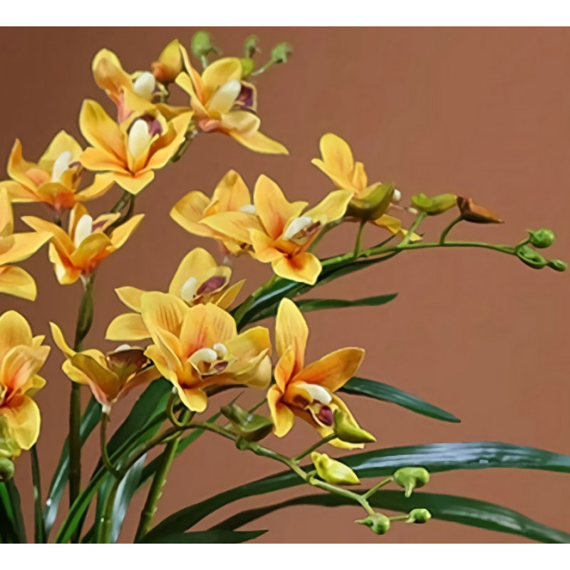 Décoration de fleurs simulées en pot, Jaune
