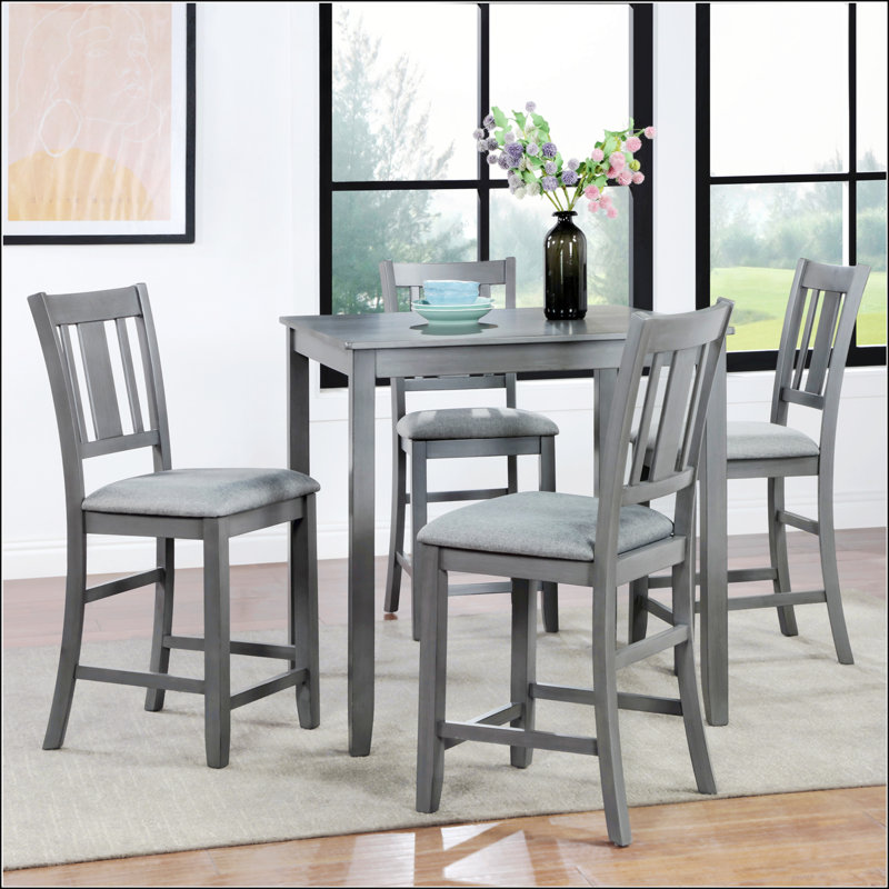 Table de salle à manger en bois, table de cuisine, pieds en bois massif, table seulement, Gris