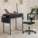 Desk and Chair Set: 32 Inch Computer Desk & Height Adjustable Black Mesh Chair