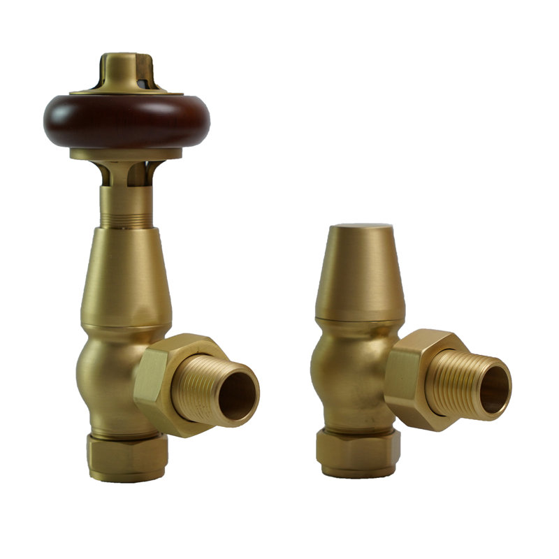 Traditional TRV Thermostatic Radiator Valves, Brushed Brass