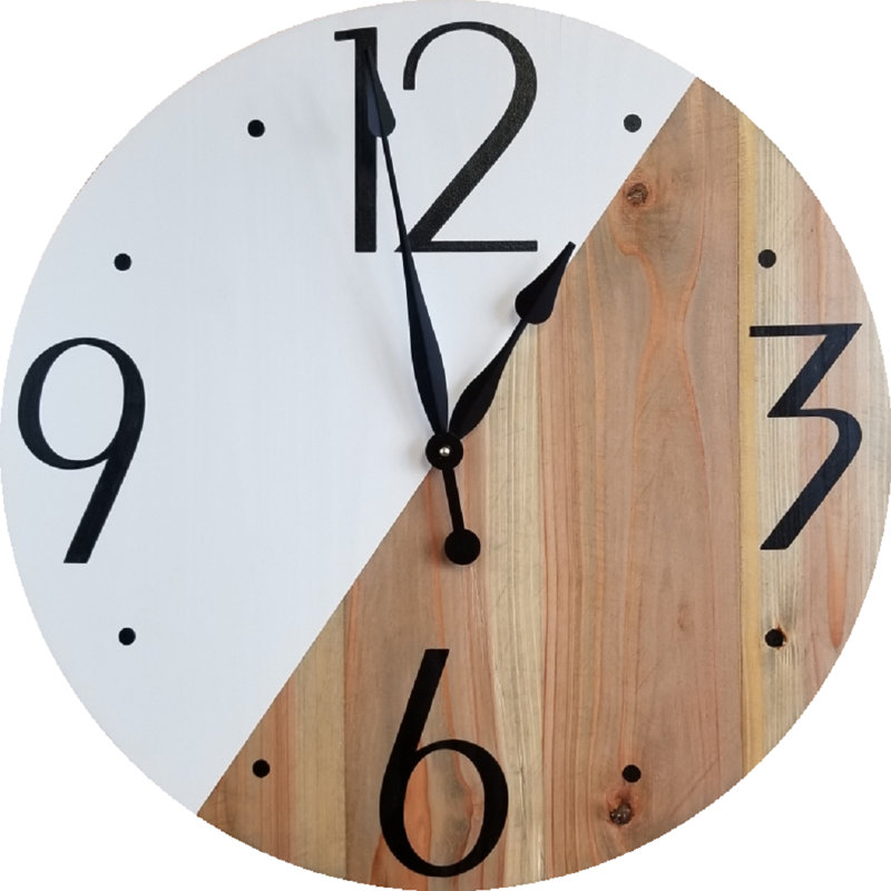 Shetye Wood Wall Clock, Extra Large, White/Brown