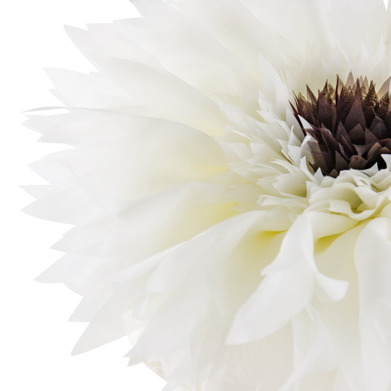Coussin décoratif rond en tournesol, Blanc, H 14 po x l 14 po x P 14 po