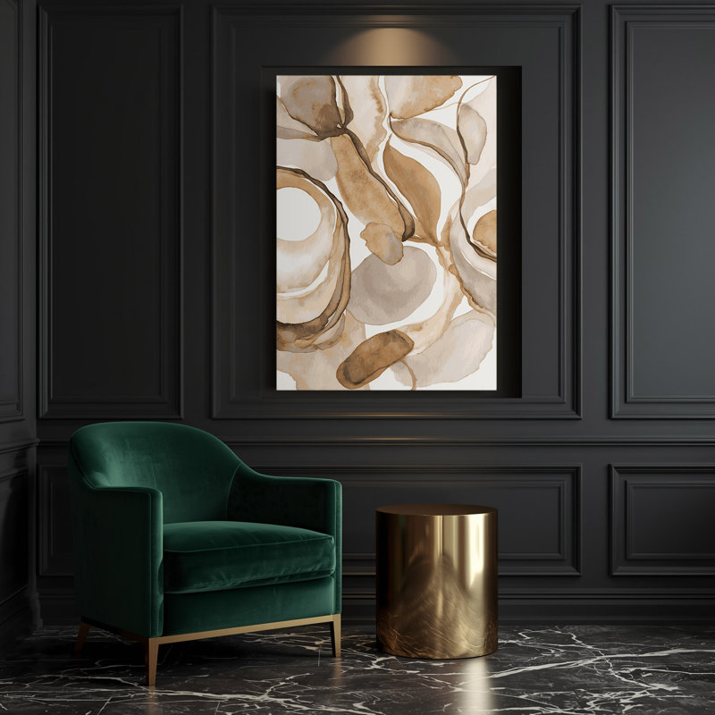 Aquarelle abstraite, art mural sur toile beige, H 16 po x l 20 po