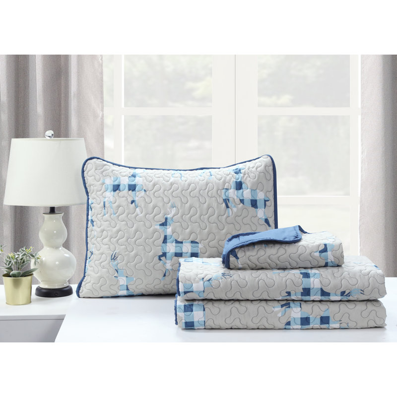 Castellon Microfiber Animal Print Sheet Set, Full/Double, Blue/Gray