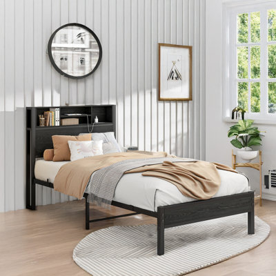 Bed Frame with Storage Headboard by HLILish