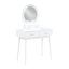 Magnifique commode de meuble-lavabo à finition blanche avec miroir et tabouret avec tiroirs de rangement