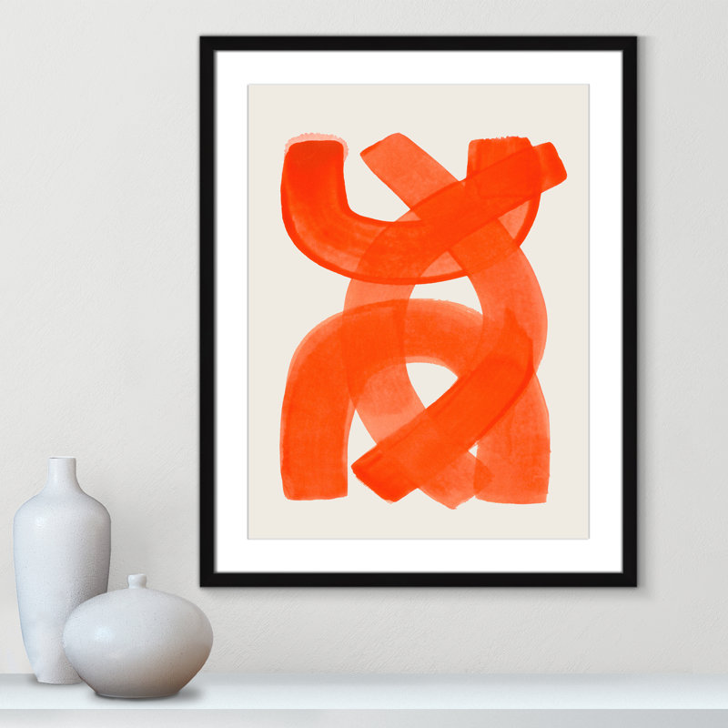 «Orange Strokes Print» par Haniff, 23.5'' W x 29.5'' H, Imprimé mat, Satin Black