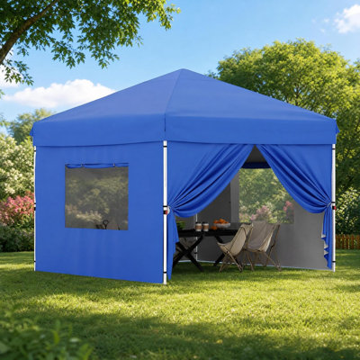 Tente pliante avec 4 parois latérales 3M x 3M - Pavillon de jardin extérieur en tissu 210D Oxford