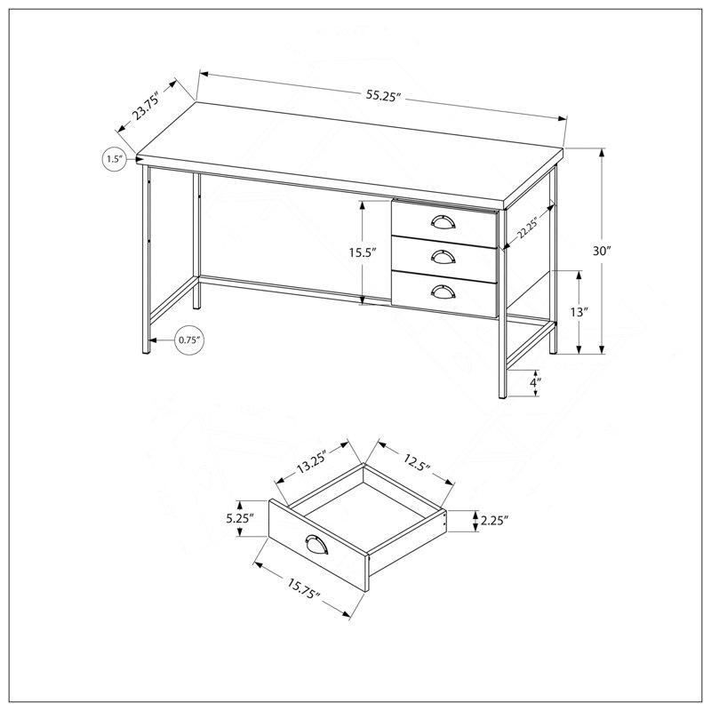 Bureau d'ordinateur polyvalent avec plusieurs options de rangement pour un travail efficace, Brun