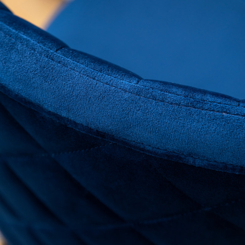2 chaises de salle à manger en velours bleu avec dossier et pieds en métal, Bleu
