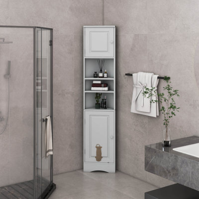 Armoire de rangement multi-fonctionnelle avec deux portes et tablettes réglables, tablette ouverte