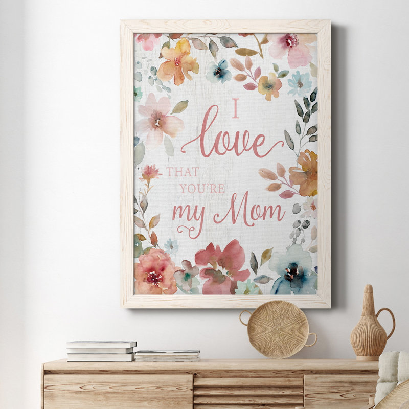 «Love Mom», art textuel sur toile, H 20 po x l 17 po x P 1,5 po, Blanc