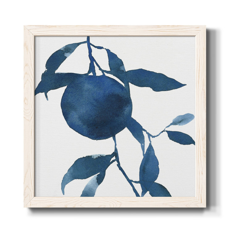 Indigo Oranges II - Toile encadrée de qualité supérieure - prête à être accrochée, H 27,5 po x l 27,5 po x P 1,5 po