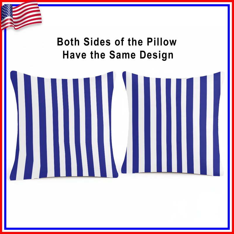 Blue Stripes Double Sided Throw Pillows, 14 x 14 inches