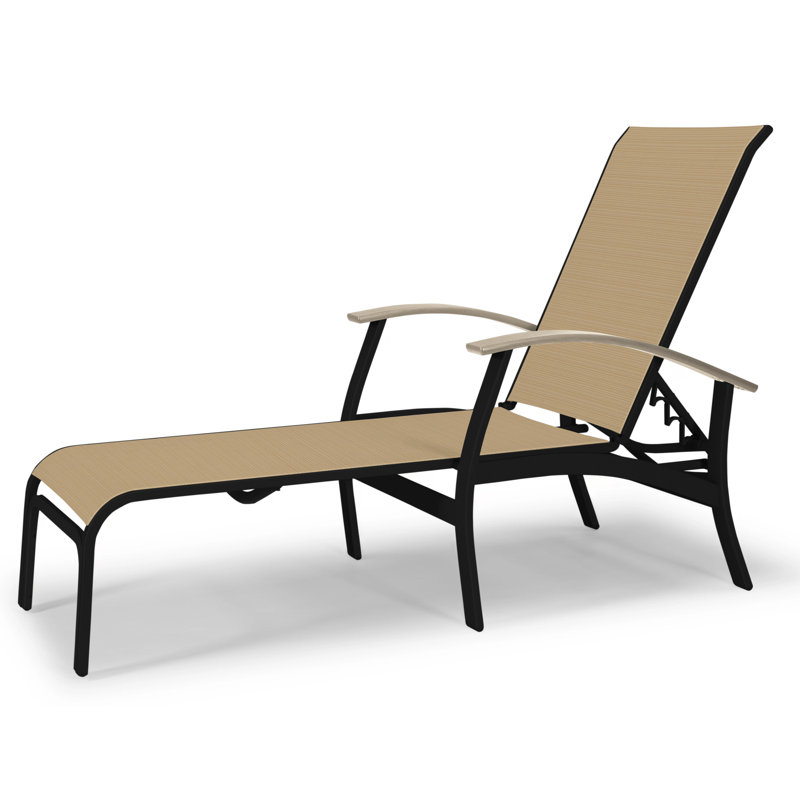 Askar Outdoor Rust-Resistant Metal Chaise Lounge, Desert P60, Beacon Taupe Sunbrella®, Textured Black