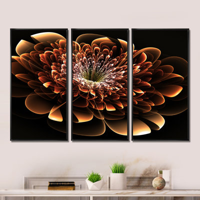 «Brown Fractal Flower», 3 pièces, cadre flottant, impression sur toile