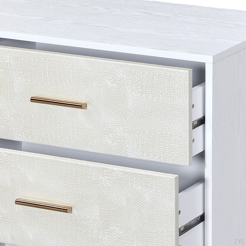 Commode blanche, champagne et or, Champagne / or / blanc