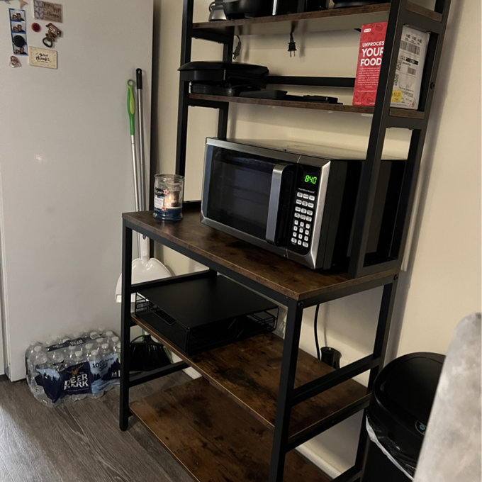 5-Tier Industrial Storage Shelves, Free Standing Kitchen Bakers Rack with Hutch