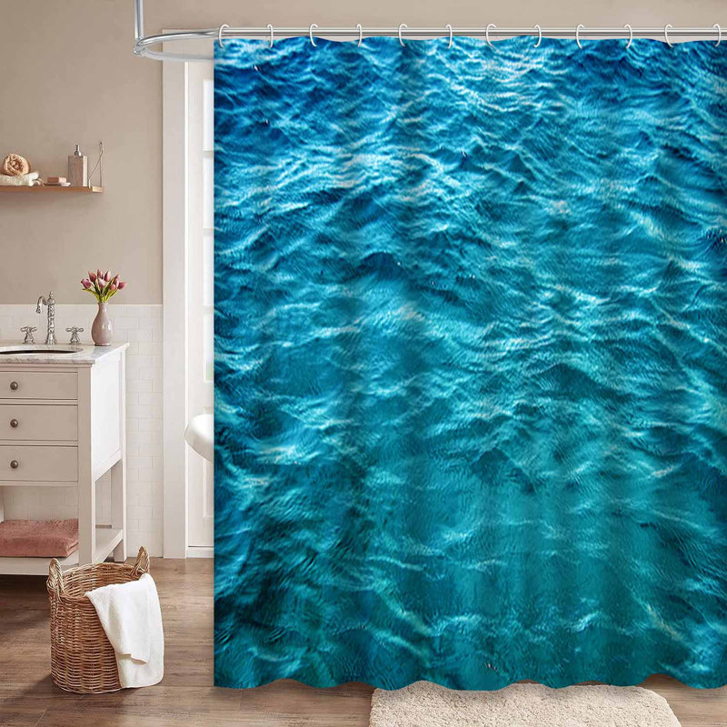 Rideau de douche à eau de mer à vagues bleues profondes, L 72 po x l 78 po