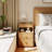 Aevah Soild Wooden Nightstand with Raised-Edge Top, Sliding Shelf, Cable Hole & Skirting Board Space-559546528-559546589