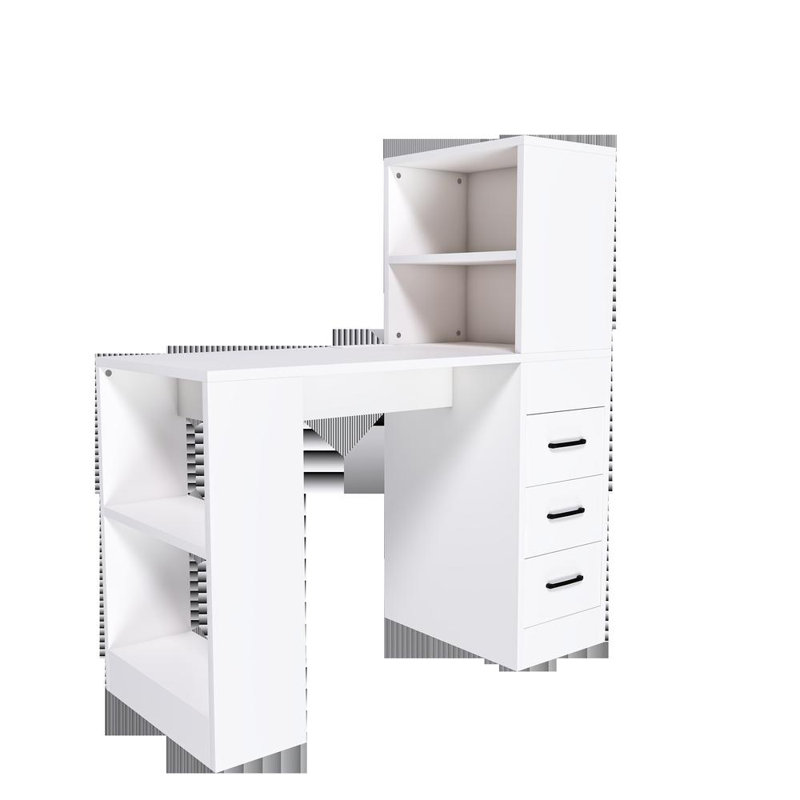 White Computer Desk With 4-in-1 Socket