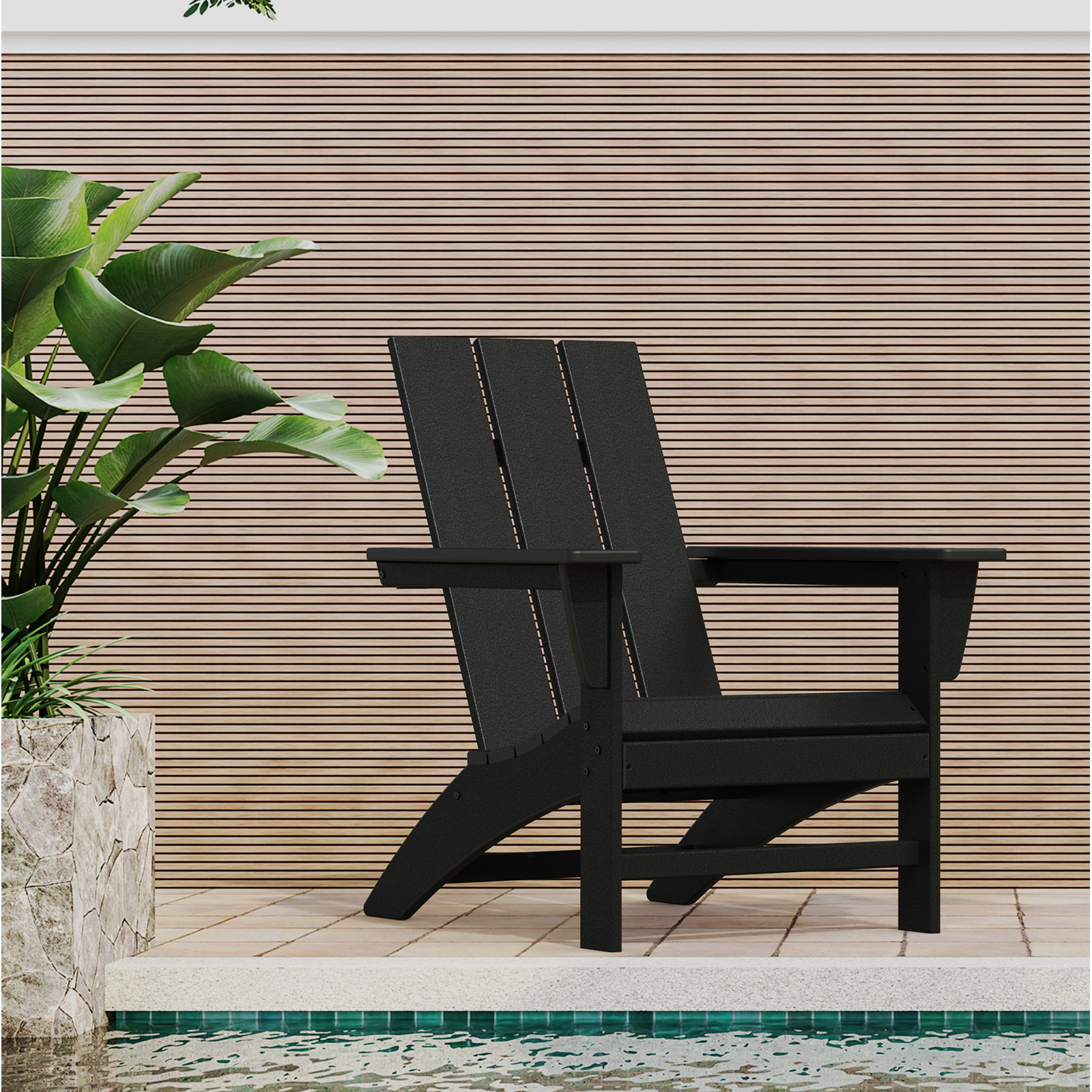 POLYWOOD® Modern Adirondack Chair, Black