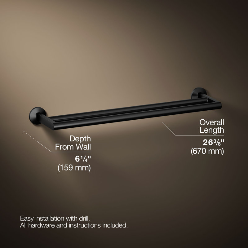 Porte-serviettes double Components ™, Noir mat