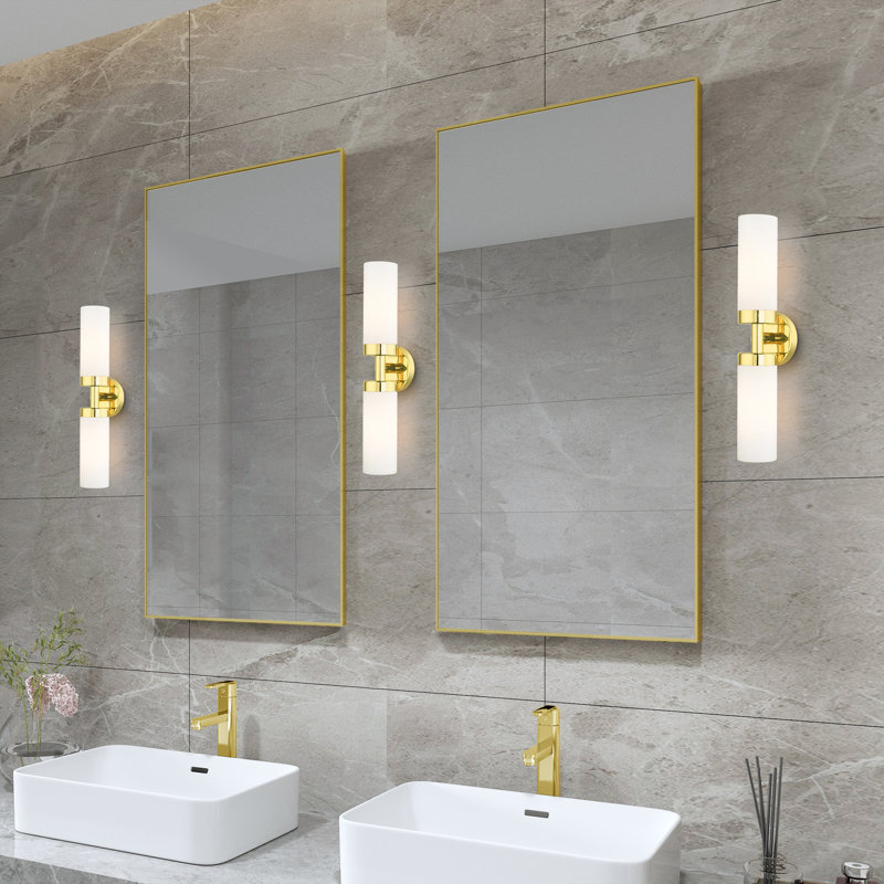 Éclairage de salle de bain à intensité variable 2 lumières Charlesha, Laiton poli