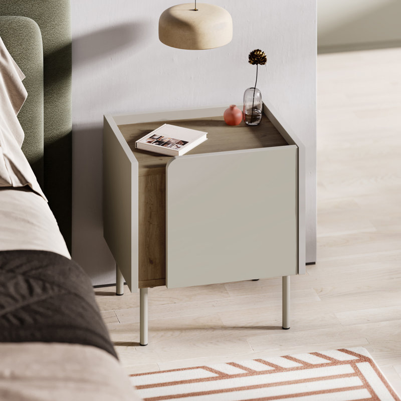 45.5cm W Manufactured Wood Bedside Table, White
