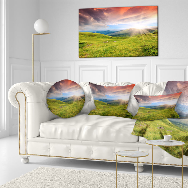 Oreiller d’été en carpathians paysage, 12 po x 20 po, Coussin lombaire