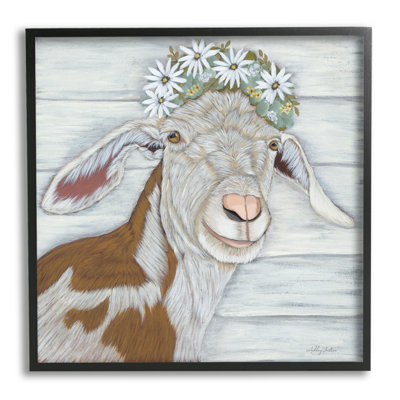 «Country Goat Daisy Flower Crown», estampe numérique encadrée par Ashley Justice