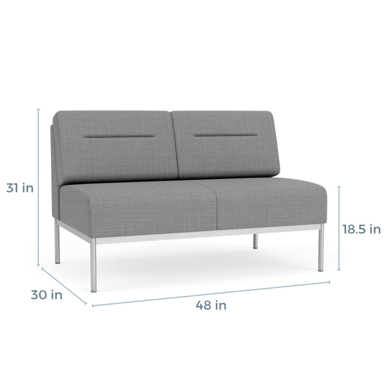 Causeuse Darsey, Sans alimentation, Argent argent, Gris chambray
