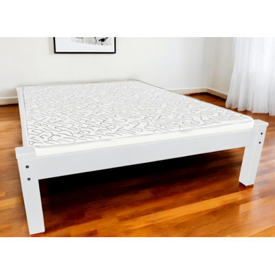White Solid Wood Queen Bed Frame