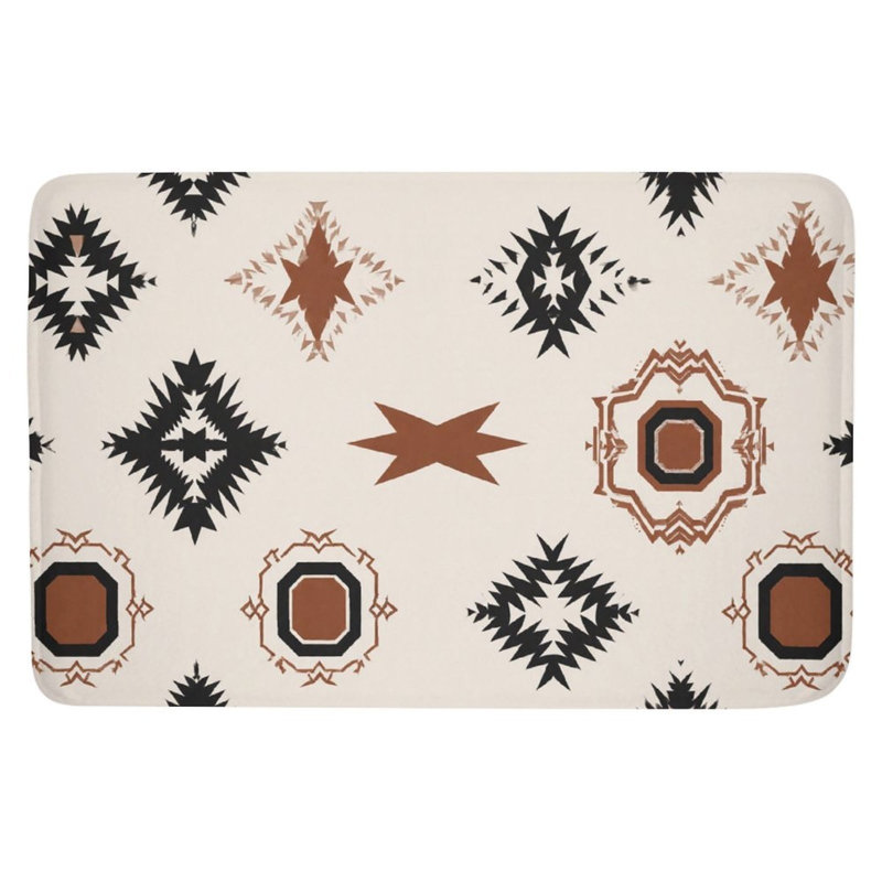 Geometric Snowflake Pattern Bath Rug For Bathroom, 16L X 24W