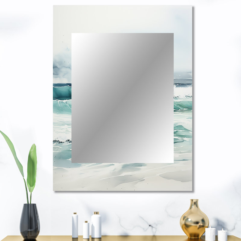 Turquoise, minimalisme, eaux tranquilles - miroir minimaliste, décor de miroir mural turquoise unique, impression d'art en métal